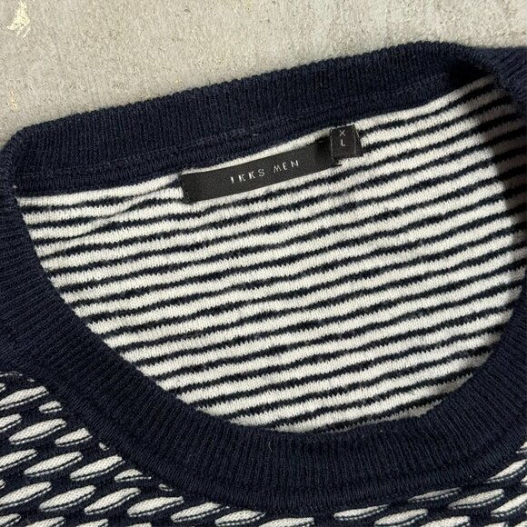 $275 IKKS Men Sweater Textured Knit Fabric Cotton Viscose Black/White XL - Picture 5 of 8